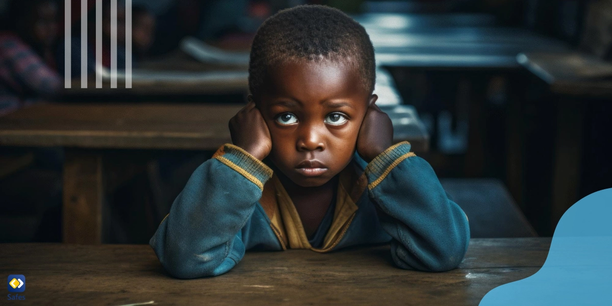 Poor child feeling the effects of poverty on his education